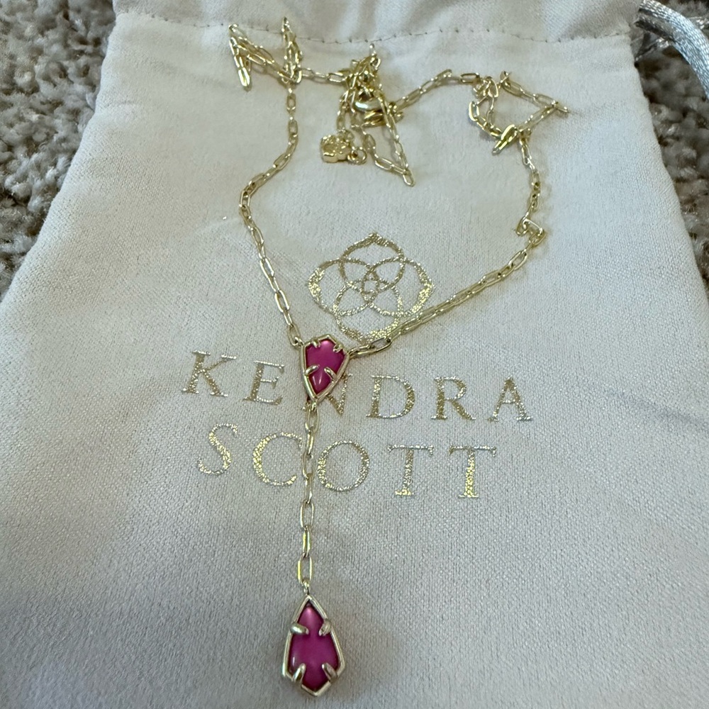 Kendra Scott Gold Mae Y Pink Necklace